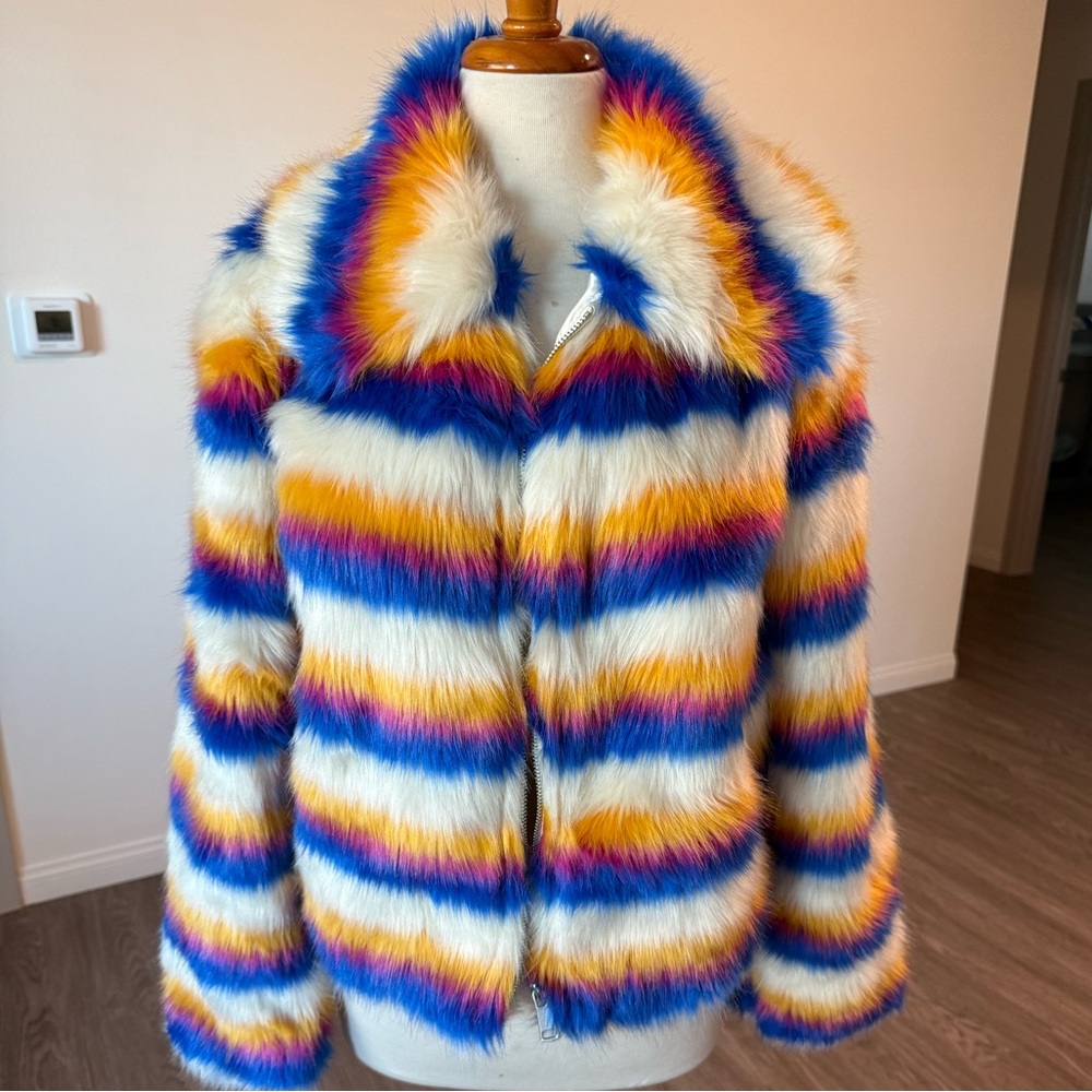 Faux Fur Colorful Coat